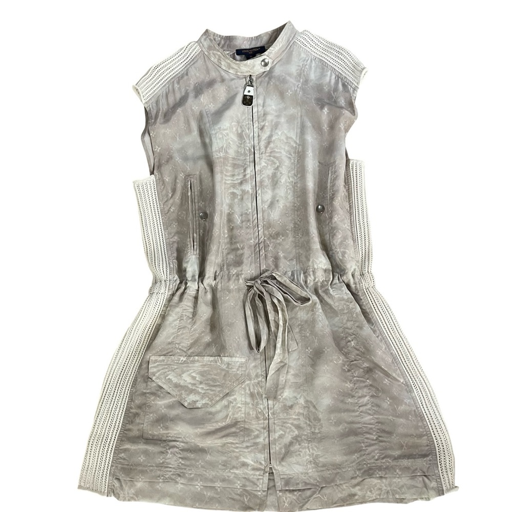 Louis Vuitton Tropical Monogram Sporty Mini Dress SILK Beige Sz 42 US 12 RESORT